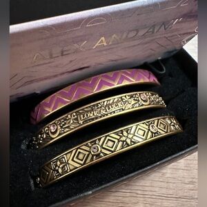 Alex and Ani NWT 3 piece set, thin cuff bangles, Swarovski crystal elements